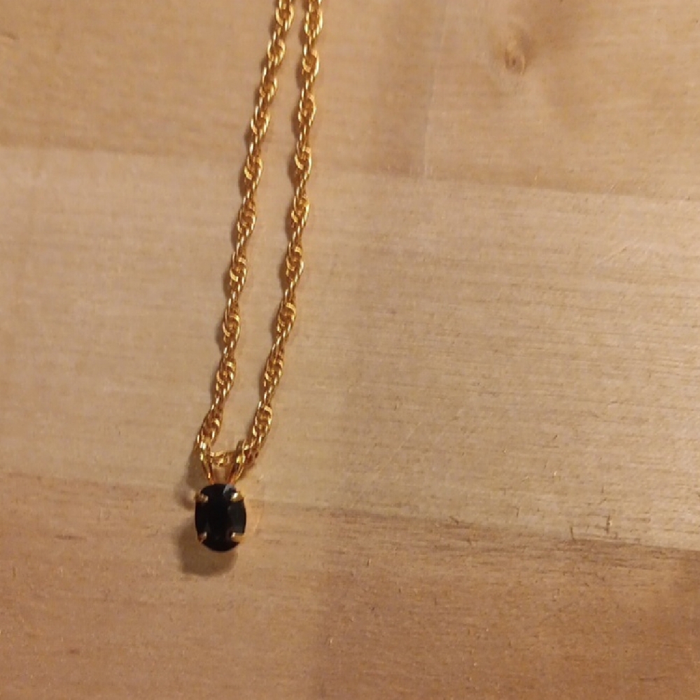 Gold and Black Gemstone Necklace with Elegant Pendant